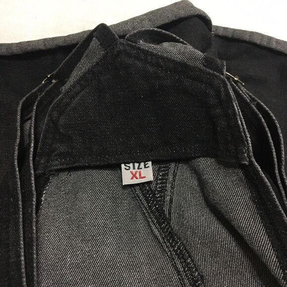 Women’s 90s Y2K Denim Overall Shorts XL Black Shortfall Romper Grunge Whimsygoth - Picture 10 of 16